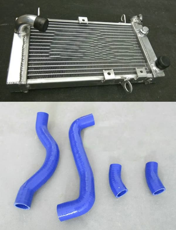 Aluminiumkylare, 30% förbättrad kylning, direktpassande för Suzuki SV650,Radiator BLÅ Slang
