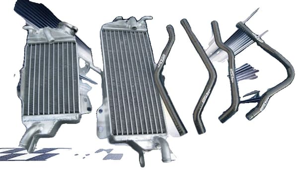 Kawasaki KX125 Kylarsats, Högkvalitativ Aluminium, Hållbara Silikon Slangar,svart