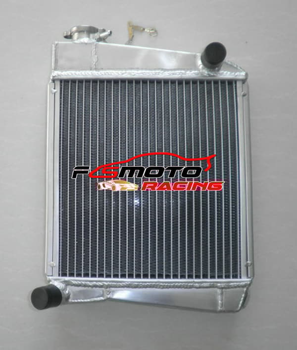 Alumiinijäähdytin Austin Rover Mini Cooper 1275 GT:lle, 2 riviä, ydinmitat 258mm x 270mm, sisään-/ulostulo Φ25mm