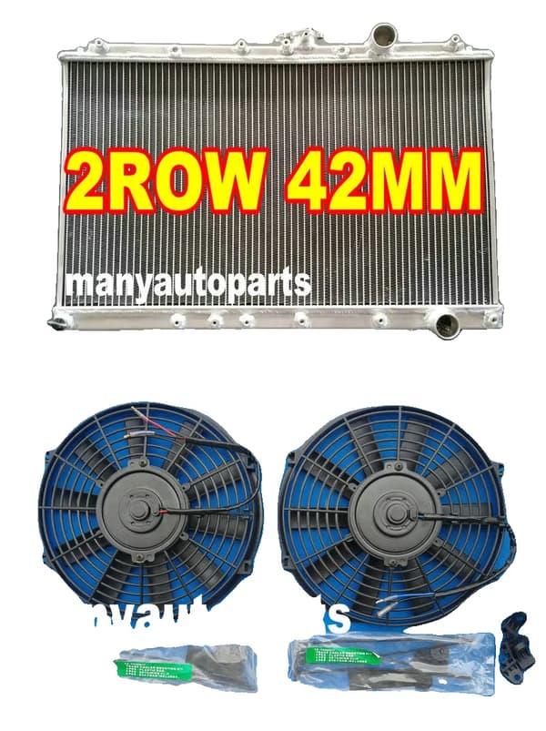 Aluminium Racing Radiator til Mitsubishi EVO 1/2/3, 40% Øget Kølekapacitet, Fuldstændig TIG-svejset,radiator og blæsere