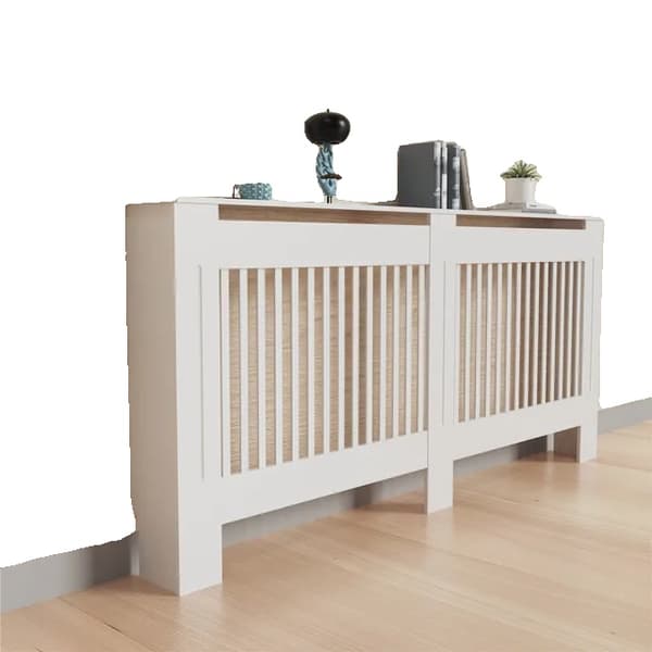 Radiatordækning, 362 tommer høj, vandret lodret skab, Hvid Lodret XL