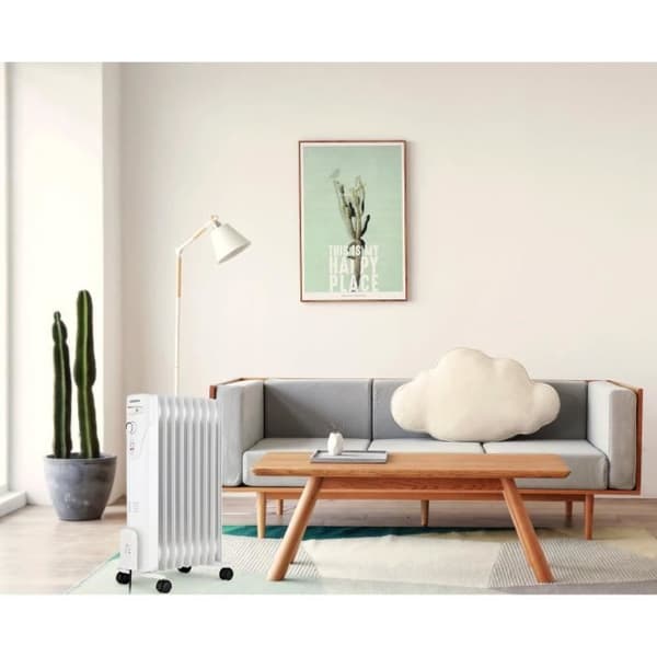 Elektrisk oliefyldt radiator - 2000 Watt - OCEANIC - 3 effekter - 9 elementer - Mobil - Hvid