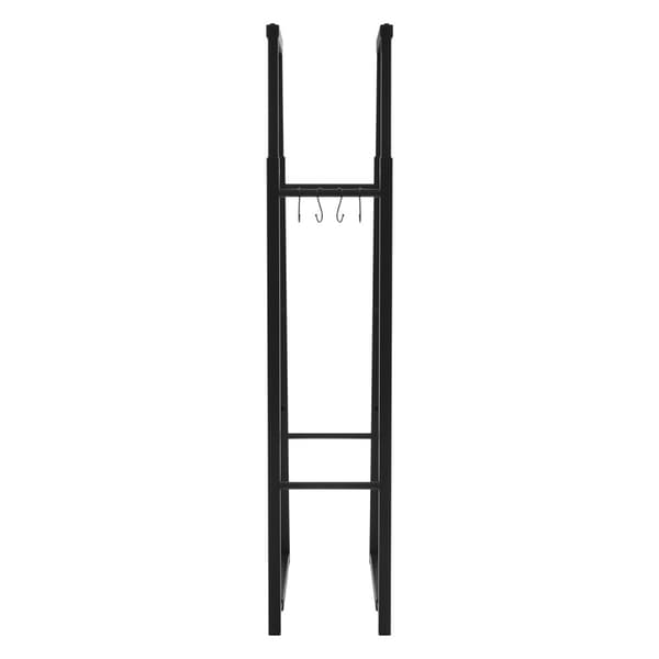 ML-Design Justerbart vedställ metall svart, 9 storlekar justerbara, vedförvaring med 4 krokar, vedställ stål, vedställ inomhus/utomhus vedhållare