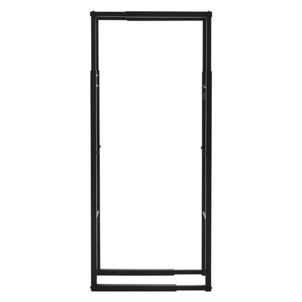ML-Design Justerbart vedställ metall svart, 9 storlekar justerbara, vedförvaring med 4 krokar, vedställ stål, vedställ inomhus/utomhus vedhållare