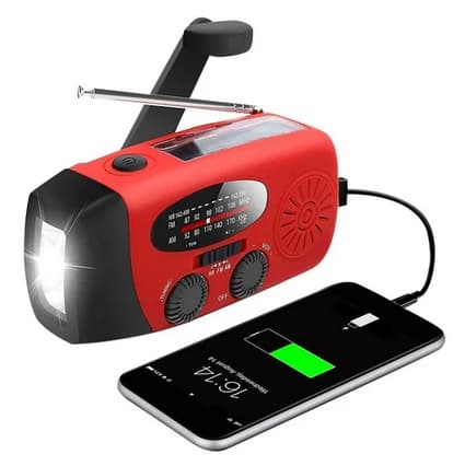 Red Krankradio med solceller, lommelygte og 2000mAh Powerbank-nødradio, overlevelse Red Krankradio med solceller, lommelygte og 2000mAh Powerbank-nødradio, overlevelse