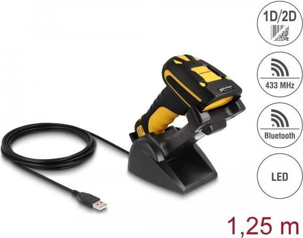 DeLOCK 90586 - Bærbar stregkodelæser - 1D/2D - CMOS - Kode 128, EAN-13, EAN-8, ISBN, Interleaved 2 af 5 - Datamatrix - Mikro QR-kode - MicroPDF417 - Q