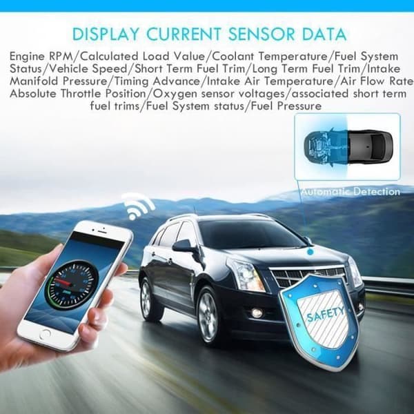 Mini Wireless WiFi ELM327 OBD2 Auto Diagnostic Scanner OBD2 Code Reader Adapter Lämplig för Android och Windows