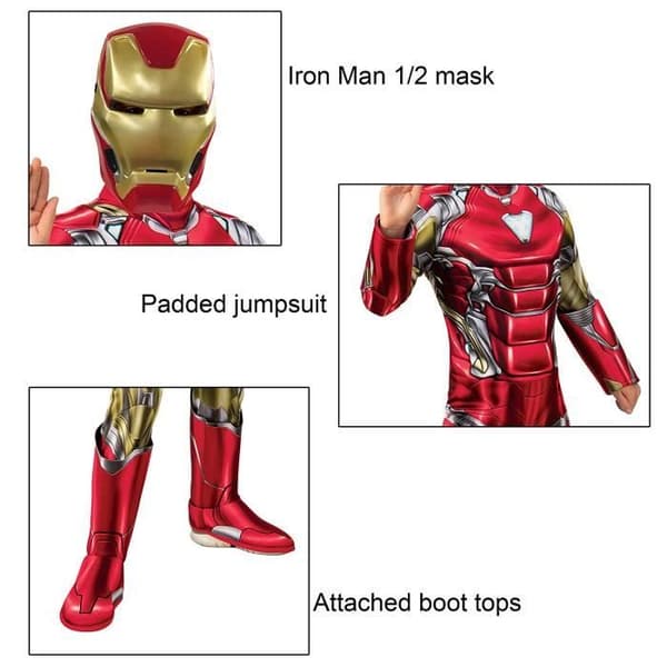 Rubies Rubies Officiell Kostym Avengers Endgame Iron Man Deluxe för Barn Storlek L 8-10 År Höjd 147 cm -