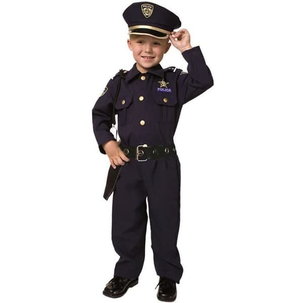 Dress up America Deluxe Police Fancy Dress Costume - Inkluderar skjorta, byxor, hatt, bälte, visselpipa och