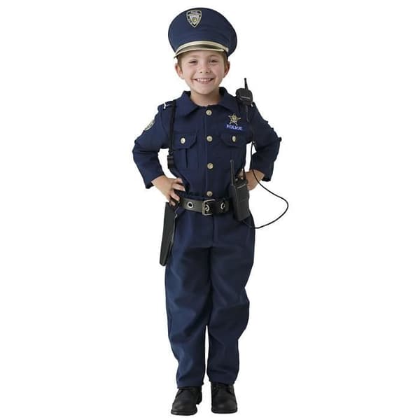 Dress up America Deluxe Police Fancy Dress Costume - Inkluderar skjorta, byxor, hatt, bälte, visselpipa och