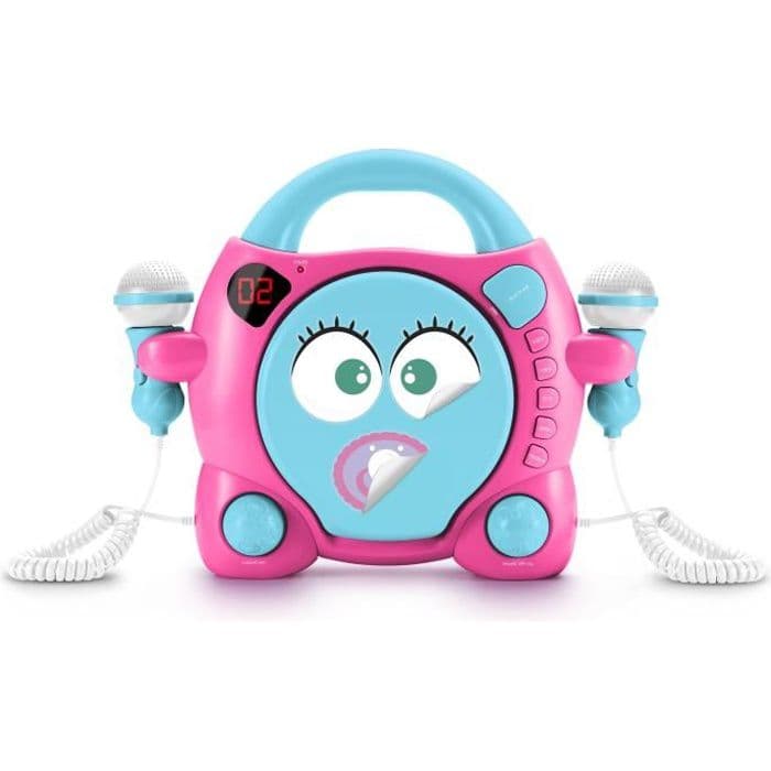 KIDS BIGBEN CD59GIRLSSTICK Min Mia CD-afspiller + 2 pickups - 4 klistermærker - pink og blå