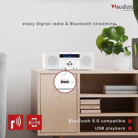 Audizio PRATO Allt i ett system CD, DAB+, Vit