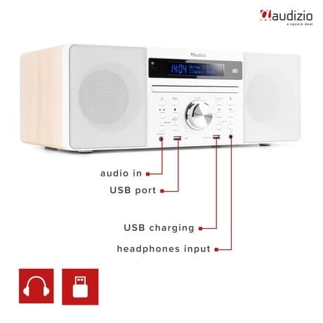 Audizio PRATO Allt i ett system CD, DAB+, Vit