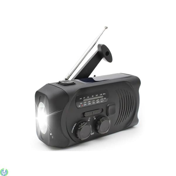 SIGN VEVRADIO MED SOLCELLER, FICKLAMPA OCH 2000MAH POWERBANK
