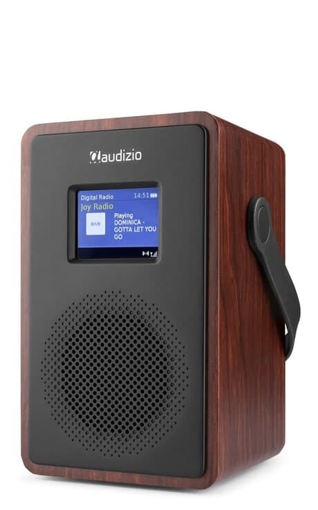Modena dab+ radio med batteri mörk trä