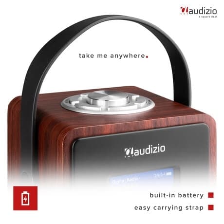 Modena dab+ radio med batteri mörk trä