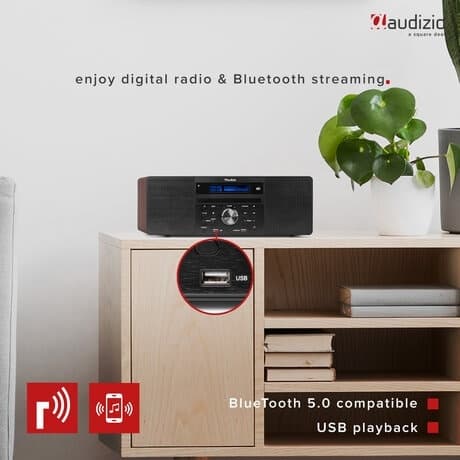 Prato allt-i-ett musiksystem cd/dab+ trä