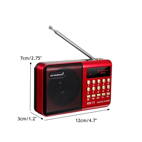 Kannettava digitaalinen LCD-vastaanotin Ohut ministereo FM-radio MP3 (USB/SD) musiikkisoitin Super LOUD