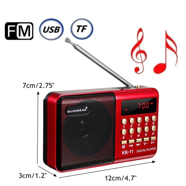 Kannettava digitaalinen LCD-vastaanotin Ohut ministereo FM-radio MP3 (USB/SD) musiikkisoitin Super LOUD