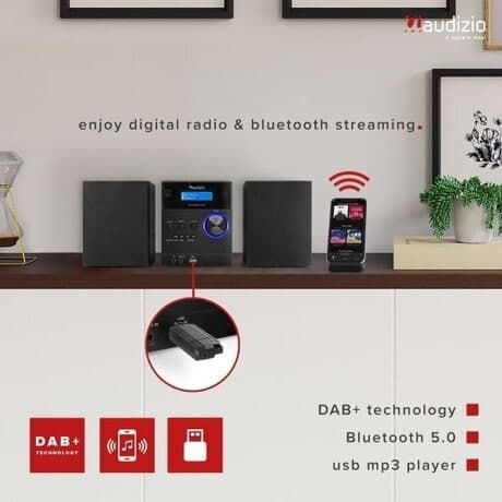 Stereo set - Audizio Metz - DAB radio med Bluetooth, MP3 och CD spelare - Svart
