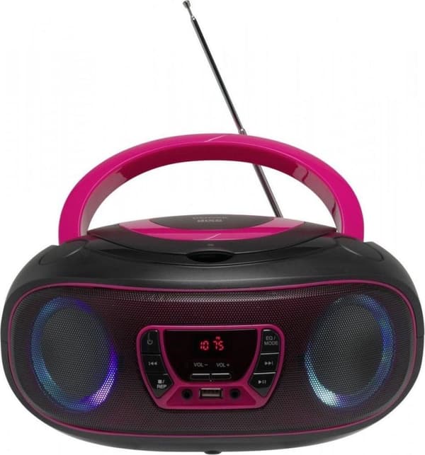 Denver TCL-212BT / Bærbar Boombox / FM-radio / CD-afspiller / AUX-forbindelse / Pink