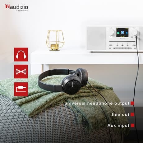 Audizio Neapel stereo DAB-radio med CD-spelare, Bluetooth, FM och internetradio - 60W - Vit