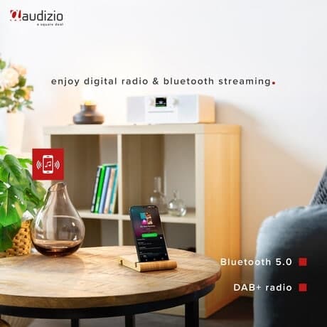 Audizio Neapel stereo DAB-radio med CD-spelare, Bluetooth, FM och internetradio - 60W - Vit