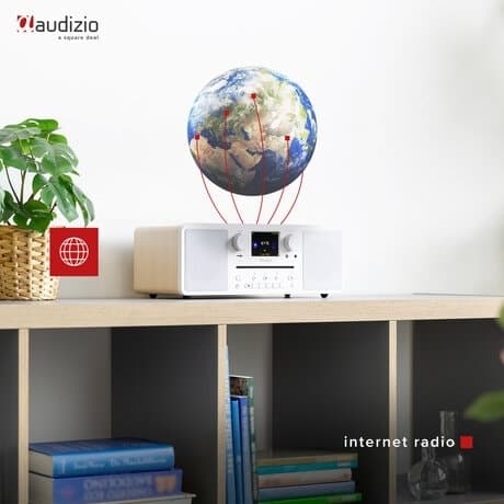 Audizio Neapel stereo DAB-radio med CD-spelare, Bluetooth, FM och internetradio - 60W - Vit