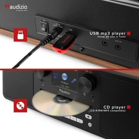 Audizio Neapel stereo DAB-radio med CD-spelare, Bluetooth, FM och internetradio - 60W - Vit