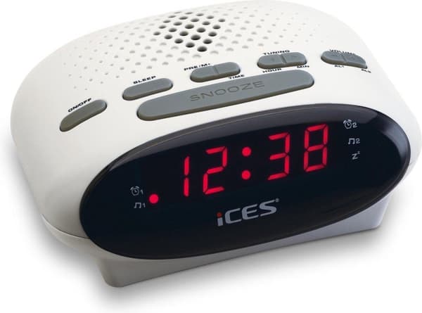 Ices ICR-210 White - Klockradio - Radio - Sleeptimer - FM-tuner