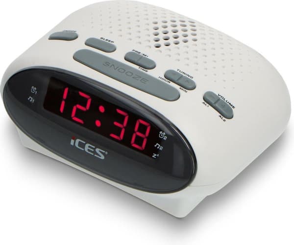 Ices ICR-210 White - Klockradio - Radio - Sleeptimer - FM-tuner