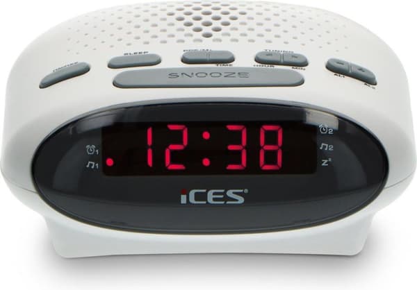Ices ICR-210 White - Klockradio - Radio - Sleeptimer - FM-tuner