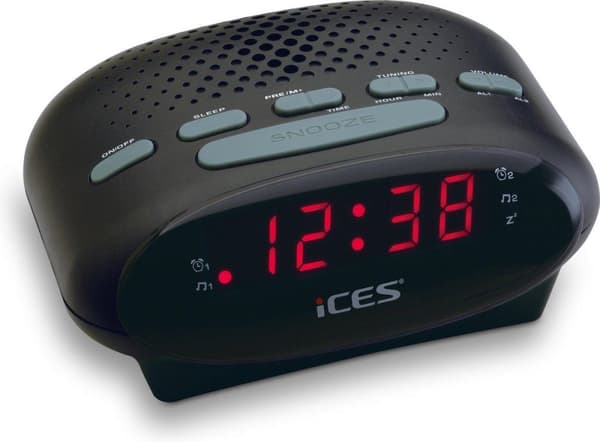 Ices ICR-210 Black - Clock Radio - Radio - Sleeptimer - FM Tuner
