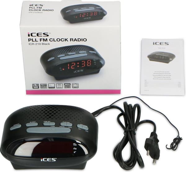 Ices ICR-210 Black - Clock Radio - Radio - Sleeptimer - FM Tuner