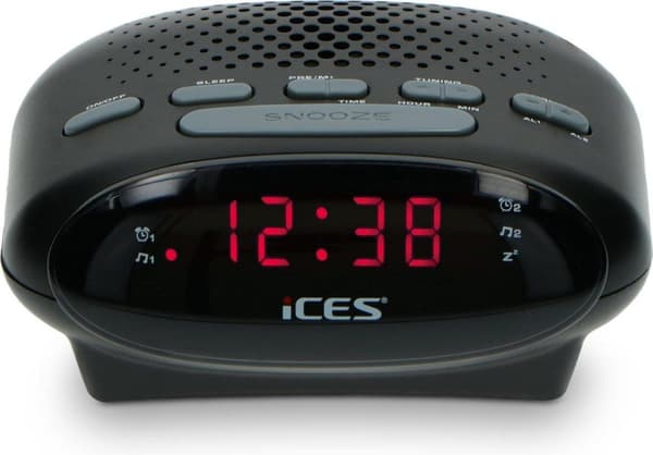 Ices ICR-210 Black - Clock Radio - Radio - Sleeptimer - FM Tuner