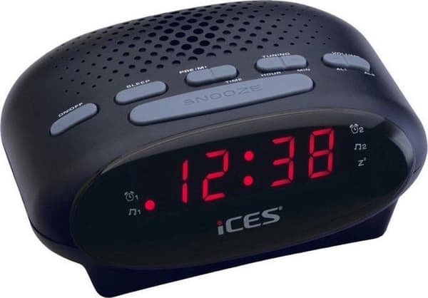 Ices ICR-210 Black - Clock Radio - Radio - Sleeptimer - FM Tuner