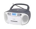 Pikkukuva 1 / 6: Heijastava CD-soitin kasetilla ja radiolla verkko- ja akkukäyttöön (PLL FM radio, LCD-näyttö, AUX-tulo, kuulokeliitäntä), valkoinen/harmaa, RCR2260