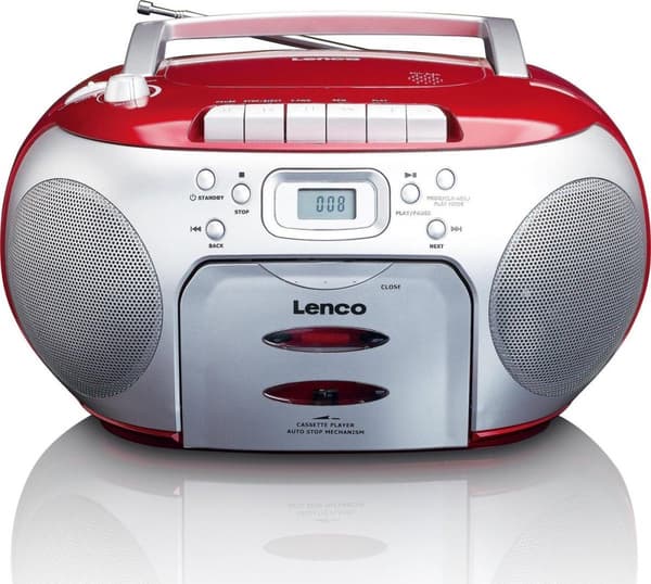 Lenco SCD-420RD - Bärbar radio CD-spelare med MP3-alternativ och hörlurar - Röd