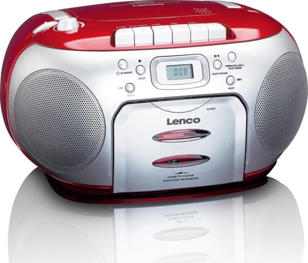 Lenco SCD-420RD - Bärbar radio CD-spelare med MP3-alternativ och hörlurar - Röd
