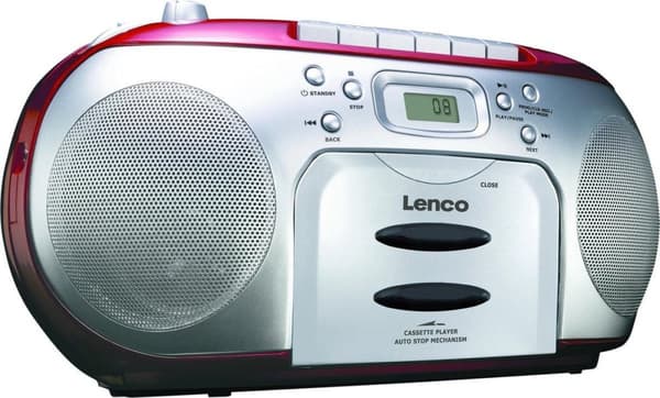 Lenco SCD-420RD - Bärbar radio CD-spelare med MP3-alternativ och hörlurar - Röd