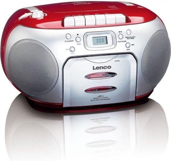Lenco SCD-420RD - Bärbar radio CD-spelare med MP3-alternativ och hörlurar - Röd