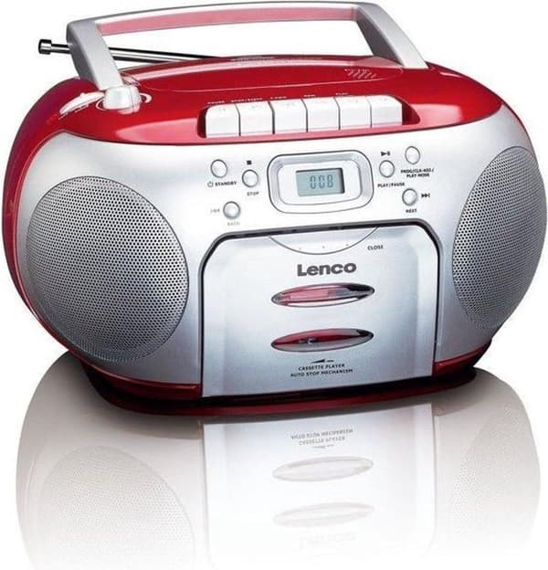 Lenco SCD-420RD - Bärbar radio CD-spelare med MP3-alternativ och hörlurar - Röd
