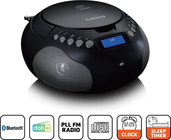 Lenco SCD-341BK - Bærbar radio med DAB+/ FM radio og Bluetooth - Sort