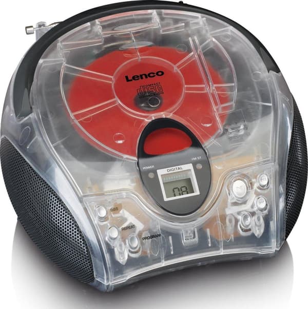 Lenco SCD-24 - Radio CD-spelare med AUX-utgång - Transparent