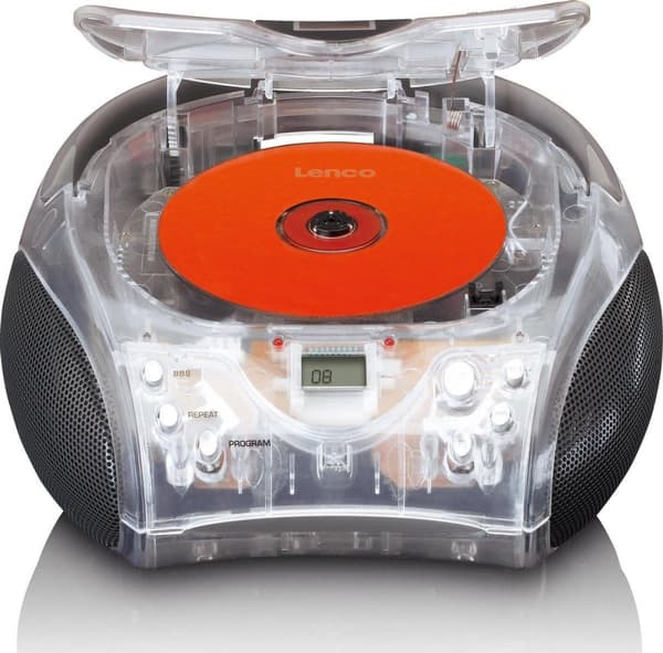 Lenco SCD-24 - Radio CD-spelare med AUX-utgång - Transparent