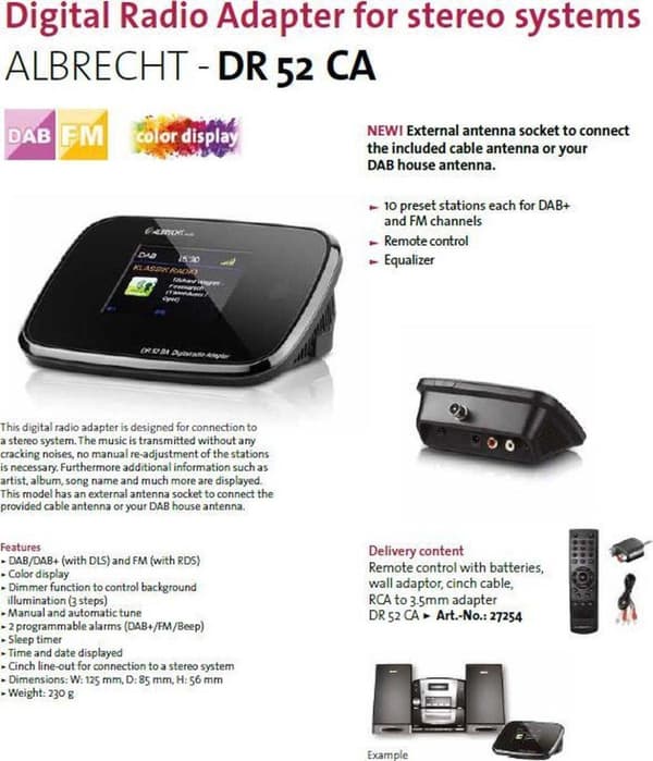Albrecht DR 52 CA DAB+/FM digitaalinen radioviritin