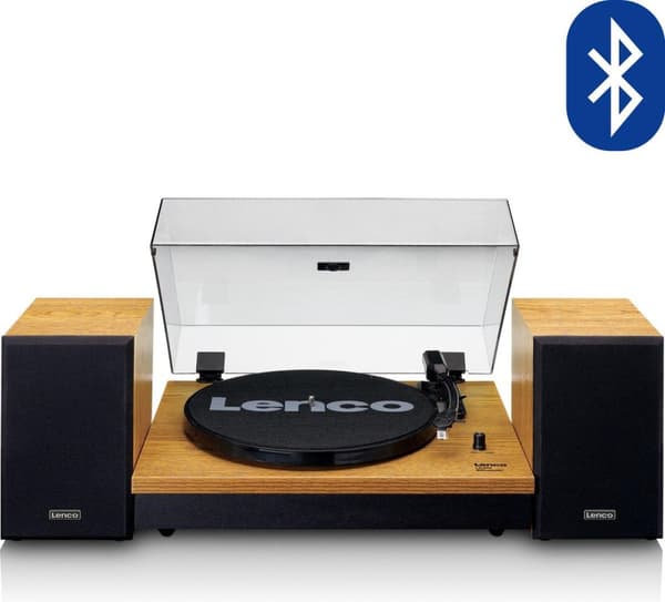 Lenco LS-300WD - Pladeafspiller med to højtalere og Bluetooth - Træ