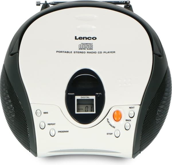 Lenco SCD-24 - Kannettava radio-CD-soitin AUX-lähdöllä - Valkoinen