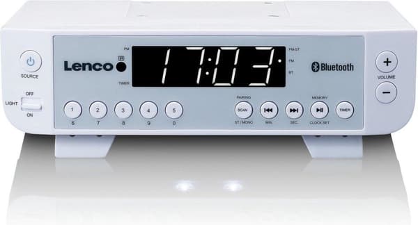 Lenco KCR-100WH - Køkkenradio med Bluetooth LED skærm og timer - Sølv