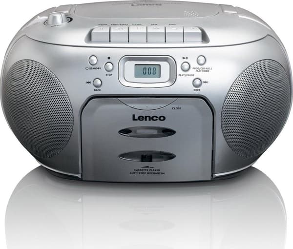 Lenco SCD-420SI - Kannettava radio-CD-soitin MP3-vaihtoehdolla ja kuulokkeet - hopea